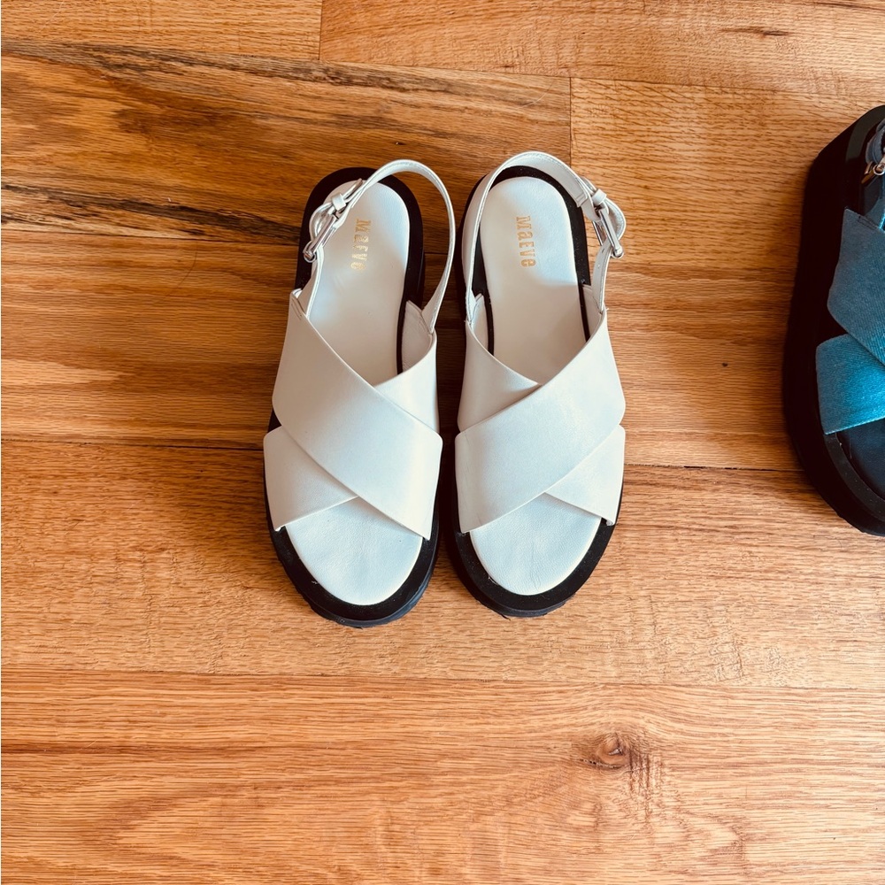 Anthropology Maeve White and Black Sandals